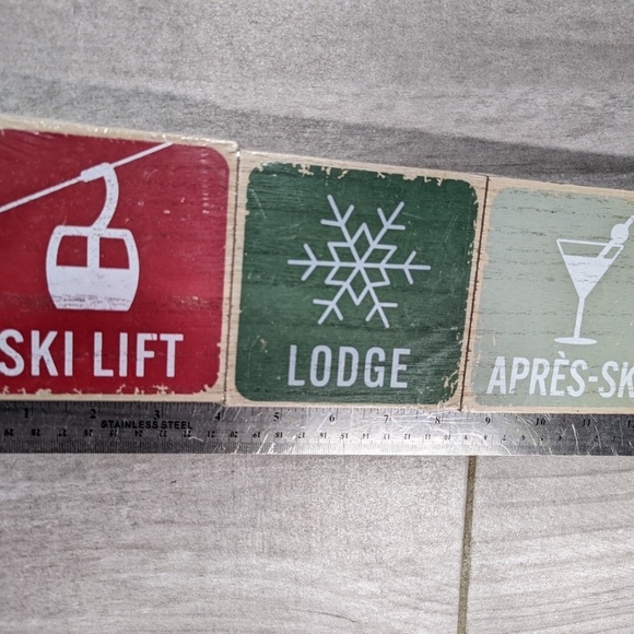 TARGET 3 Wood Ski Lift Lodge Apres Ski Signs rustic cabin resort winter decor - Picture 2 of 5
